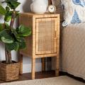 Baxton Studio Vivan Modern Bohemian Natural Brown Rattan 1Door Nightstand 211-12755-ZORO